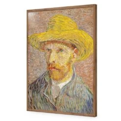 Self Portrait With A Straw Hat By Van Gogh -WALL ART DESGIN SALE self portrait with a straw hat by van gogh acrylic glass no border natural frame 45x30cm 630136