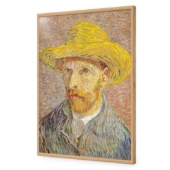 Self Portrait With A Straw Hat By Van Gogh -WALL ART DESGIN SALE self portrait with a straw hat by van gogh acrylic glass no border oak frame 45x30cm 667752