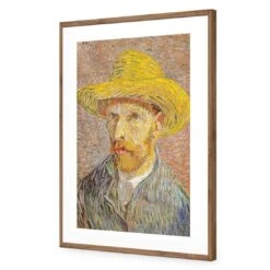 Self Portrait With A Straw Hat By Van Gogh -WALL ART DESGIN SALE self portrait with a straw hat by van gogh acrylic glass with border natural frame 45x30cm 545713