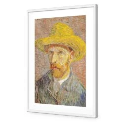 Self Portrait With A Straw Hat By Van Gogh -WALL ART DESGIN SALE self portrait with a straw hat by van gogh acrylic glass with border white frame 45x30cm 499488