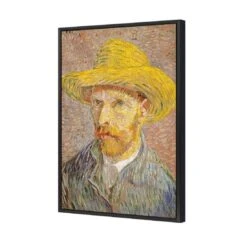 Self Portrait With A Straw Hat By Van Gogh -WALL ART DESGIN SALE self portrait with a straw hat by van gogh canvas black floating frame 45x30cm 656134