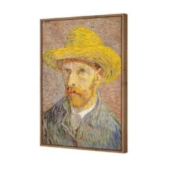 Self Portrait With A Straw Hat By Van Gogh -WALL ART DESGIN SALE self portrait with a straw hat by van gogh canvas natural floating frame 45x30cm 801439
