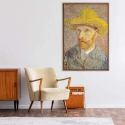 Self Portrait With A Straw Hat By Van Gogh -WALL ART DESGIN SALE self portrait with a straw hat by van gogh canvas stretched canvas 45x30cm 667182