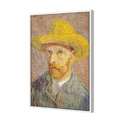 Self Portrait With A Straw Hat By Van Gogh -WALL ART DESGIN SALE self portrait with a straw hat by van gogh canvas white floating frame 45x30cm 511071