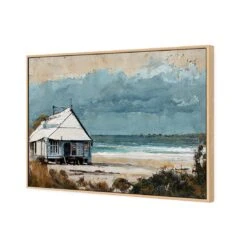 Shack At The Beach -WALL ART DESGIN SALE shack at the beach canvas oak floating frame 45x30cm 736812