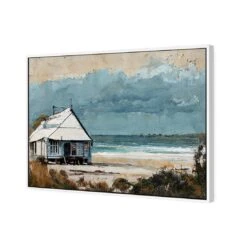 Shack At The Beach -WALL ART DESGIN SALE shack at the beach canvas white floating frame 45x30cm 237962