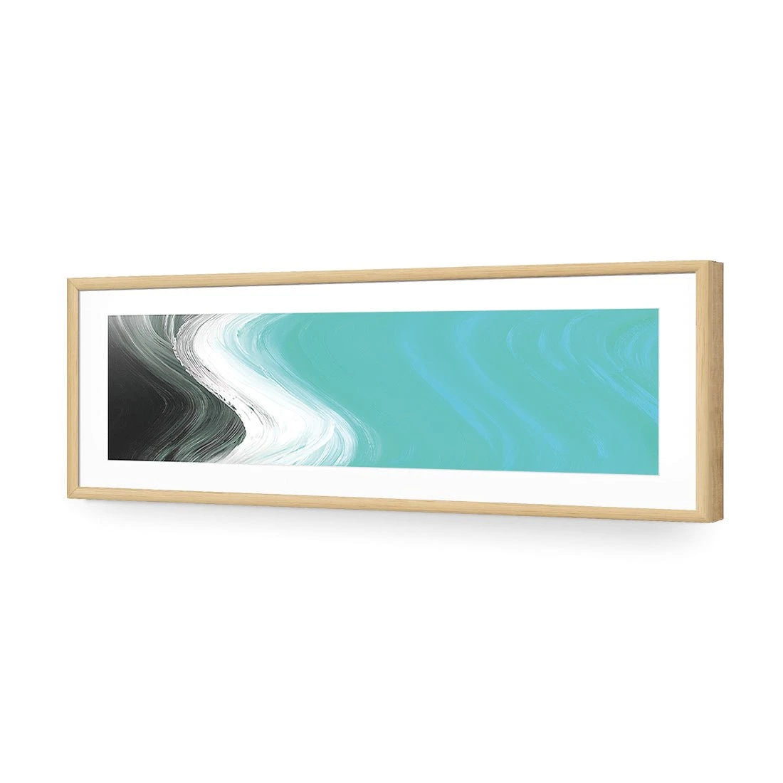 Shapely, Teal (Long Horizontal) Shapely, Teal (Long Horizontal) -WALL ART DESGIN SALE shapely teal long horizontal acrylic glass with border oak frame 90x30cm 729224