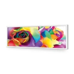Silk Roses (long) -WALL ART DESGIN SALE silk roses long acrylic glass no border white frame 90x30cm 751114