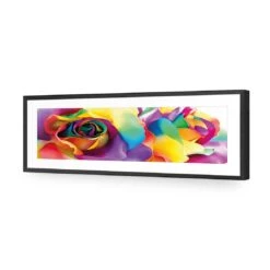Silk Roses (long) -WALL ART DESGIN SALE silk roses long acrylic glass with border black frame 90x30cm 356723