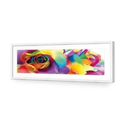 Silk Roses (long) -WALL ART DESGIN SALE silk roses long acrylic glass with border white frame 90x30cm 129608