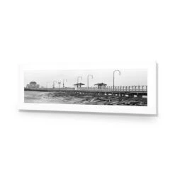 St Kilda Pier Sunset, Black And White (Long) -WALL ART DESGIN SALE st kilda pier sunset black and white long acrylic glass with border no frame 90x30cm 380110