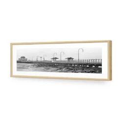 St Kilda Pier Sunset, Black And White (Long) -WALL ART DESGIN SALE st kilda pier sunset black and white long acrylic glass with border oak frame 90x30cm 563874