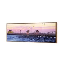 St Kilda Pier Sunset (Long) -WALL ART DESGIN SALE st kilda pier sunset long canvas natural floating frame 60x20cm 832553