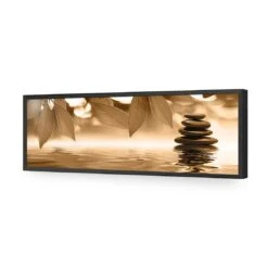 Stack Of Stones Sepia (Long) -WALL ART DESGIN SALE stack of stones sepia long acrylic glass no border black frame 90x30cm 700698