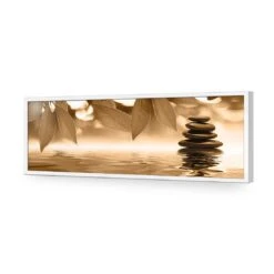 Stack Of Stones Sepia (Long) -WALL ART DESGIN SALE stack of stones sepia long acrylic glass no border white frame 90x30cm 794912