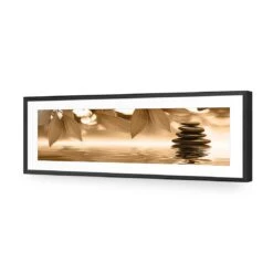 Stack Of Stones Sepia (Long) -WALL ART DESGIN SALE stack of stones sepia long acrylic glass with border black frame 90x30cm 502072