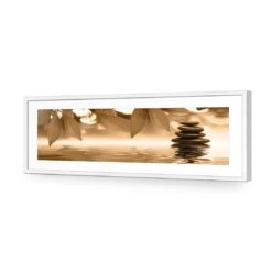 Stack Of Stones Sepia (Long) -WALL ART DESGIN SALE stack of stones sepia long acrylic glass with border white frame 90x30cm 846666