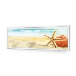 Starfish And Coral On Beach (Long) -WALL ART DESGIN SALE starfish and coral on beach long acrylic glass no border white frame 90x30cm 658099