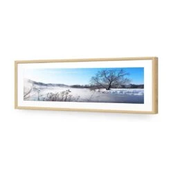 Steamy Lake (Long) -WALL ART DESGIN SALE steamy lake long acrylic glass with border oak frame 90x30cm 681629