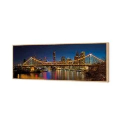 Story Bridge At Night (Long) -WALL ART DESGIN SALE story bridge at night long canvas oak floating frame 60x20cm 909809