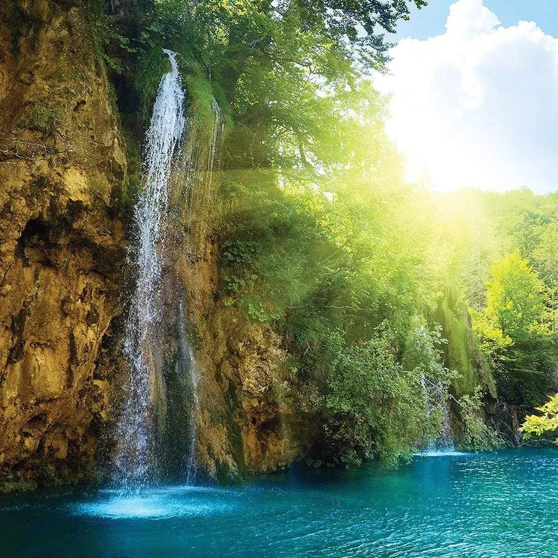 Summer Waterfall (Square) Summer Waterfall (Square) -WALL ART DESGIN SALE summer waterfall square canvas stretched canvas 37x37cm 904500