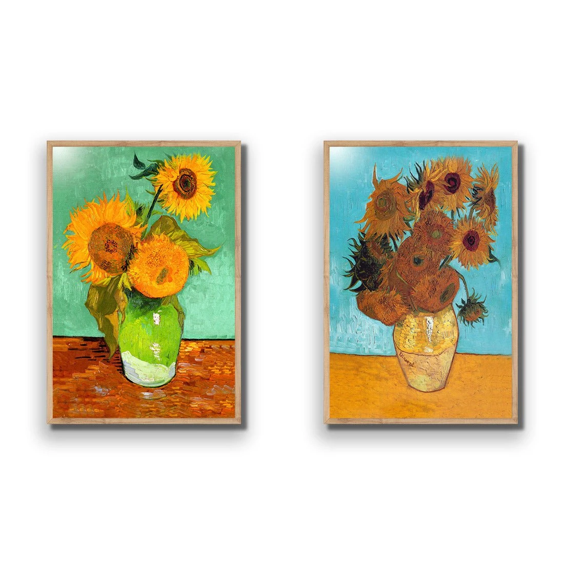 Sunflowers Perfect Pairs Sunflowers Perfect Pairs -WALL ART DESGIN SALE sunflowers perfect pairs acrylic glass no border oak frame 45x30cm 542950