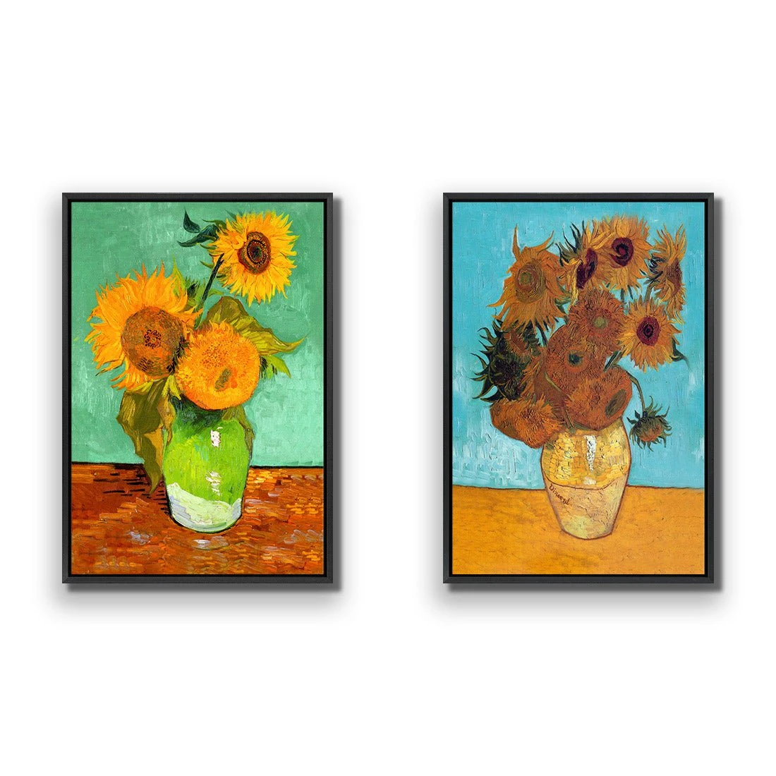 Sunflowers Perfect Pairs Sunflowers Perfect Pairs -WALL ART DESGIN SALE sunflowers perfect pairs canvas black floating frame 45x30cm 888241