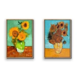 Sunflowers Perfect Pairs 8 Sunflowers Perfect Pairs -WALL ART DESGIN SALE sunflowers perfect pairs canvas oak floating frame 45x30cm 244612
