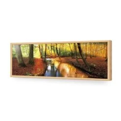 Sunkissed Forest (long) -WALL ART DESGIN SALE sunkissed forest long acrylic glass no border oak frame 90x30cm 250691