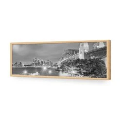 Sydney Harbour And Opera House (long) -WALL ART DESGIN SALE sydney harbour and opera house long acrylic glass no border oak frame 90x30cm 311031