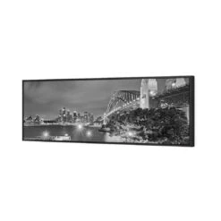 Sydney Harbour And Opera House (long) -WALL ART DESGIN SALE sydney harbour and opera house long canvas black floating frame 60x20cm 598197