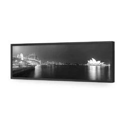 Sydney Harbour, Black And White - Bridge On Left 15 Sydney Harbour, Black And White - Bridge On Left -WALL ART DESGIN SALE sydney harbour black and white bridge on left acrylic glass no border black frame 90x30cm 729898