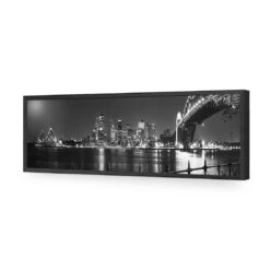 Sydney Harbour, Black And White - Bridge On Right -WALL ART DESGIN SALE sydney harbour black and white bridge on right acrylic glass no border black frame 90x30cm 852172