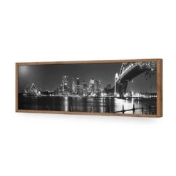 Sydney Harbour, Black And White - Bridge On Right -WALL ART DESGIN SALE sydney harbour black and white bridge on right acrylic glass no border natural frame 90x30cm 186236