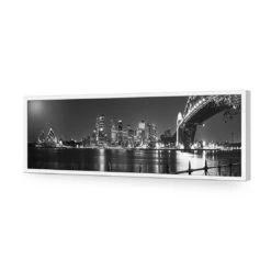 Sydney Harbour, Black And White - Bridge On Right -WALL ART DESGIN SALE sydney harbour black and white bridge on right acrylic glass no border white frame 90x30cm 651915