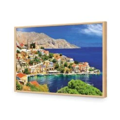 Symi Island, Greece -WALL ART DESGIN SALE symi island greece acrylic glass no border oak frame 45x30cm 536798