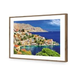 Symi Island, Greece -WALL ART DESGIN SALE symi island greece acrylic glass with border natural frame 45x30cm 670240