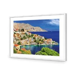 Symi Island, Greece -WALL ART DESGIN SALE symi island greece acrylic glass with border white frame 45x30cm 660705
