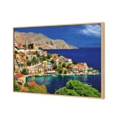 Symi Island, Greece -WALL ART DESGIN SALE symi island greece canvas oak floating frame 45x30cm 927829