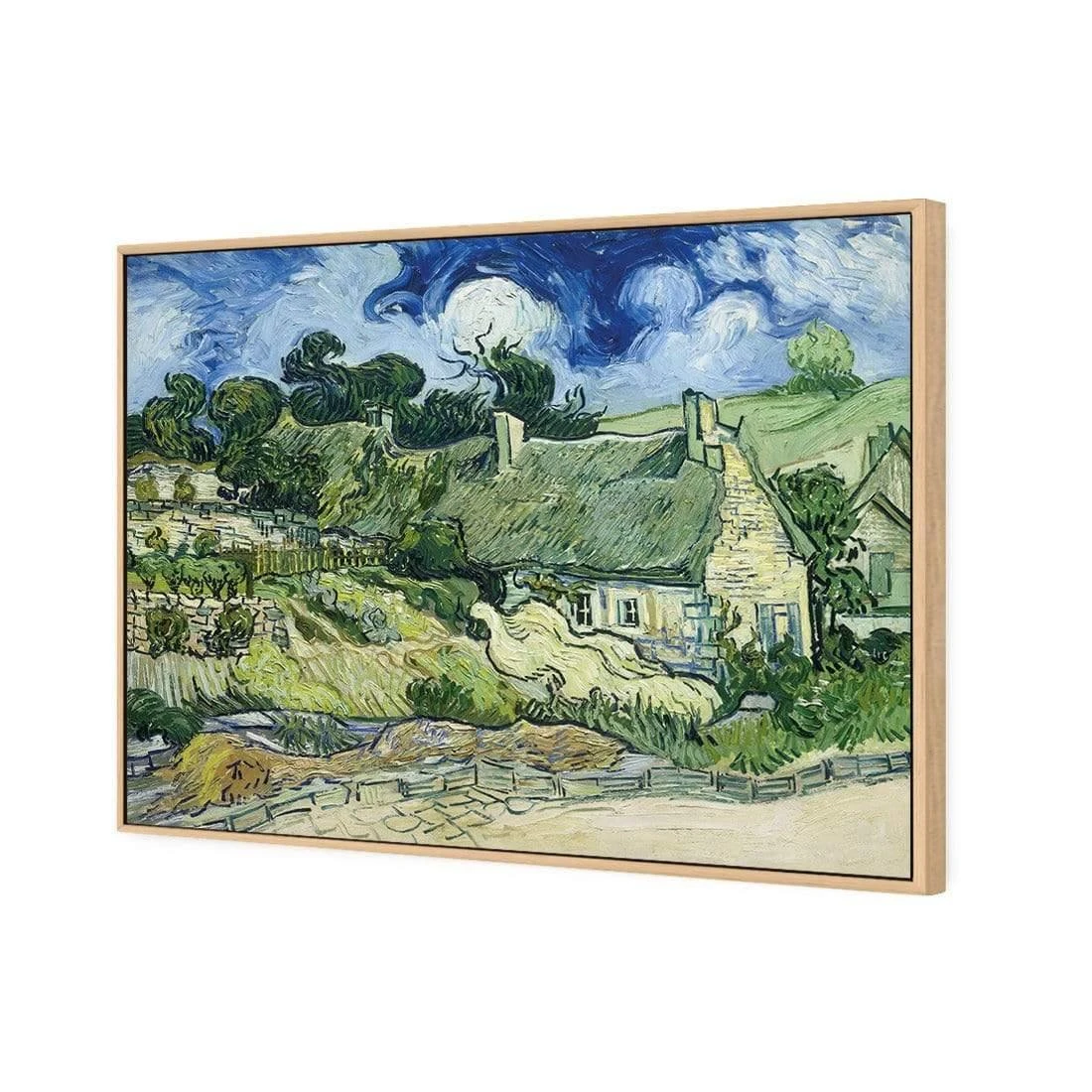 Thatched Cottages At Cordeville By Van Gogh Thatched Cottages At Cordeville By Van Gogh -WALL ART DESGIN SALE thatched cottages at cordeville by van gogh canvas oak floating frame 45x30cm 511657