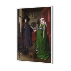 The Arnolfini Portrait By Jan Van Eyek 5 The Arnolfini Portrait By Jan Van Eyek -WALL ART DESGIN SALE the arnolfini portrait by jan van eyek canvas white floating frame 45x30cm 223038