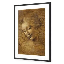 The Head Of A Woman By Leonardo Da Vinci 11 The Head Of A Woman By Leonardo Da Vinci -WALL ART DESGIN SALE the head of a woman by leonardo da vinci acrylic glass with border black frame 45x30cm 424152