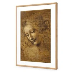 The Head Of A Woman By Leonardo Da Vinci 13 The Head Of A Woman By Leonardo Da Vinci -WALL ART DESGIN SALE the head of a woman by leonardo da vinci acrylic glass with border oak frame 45x30cm 997776