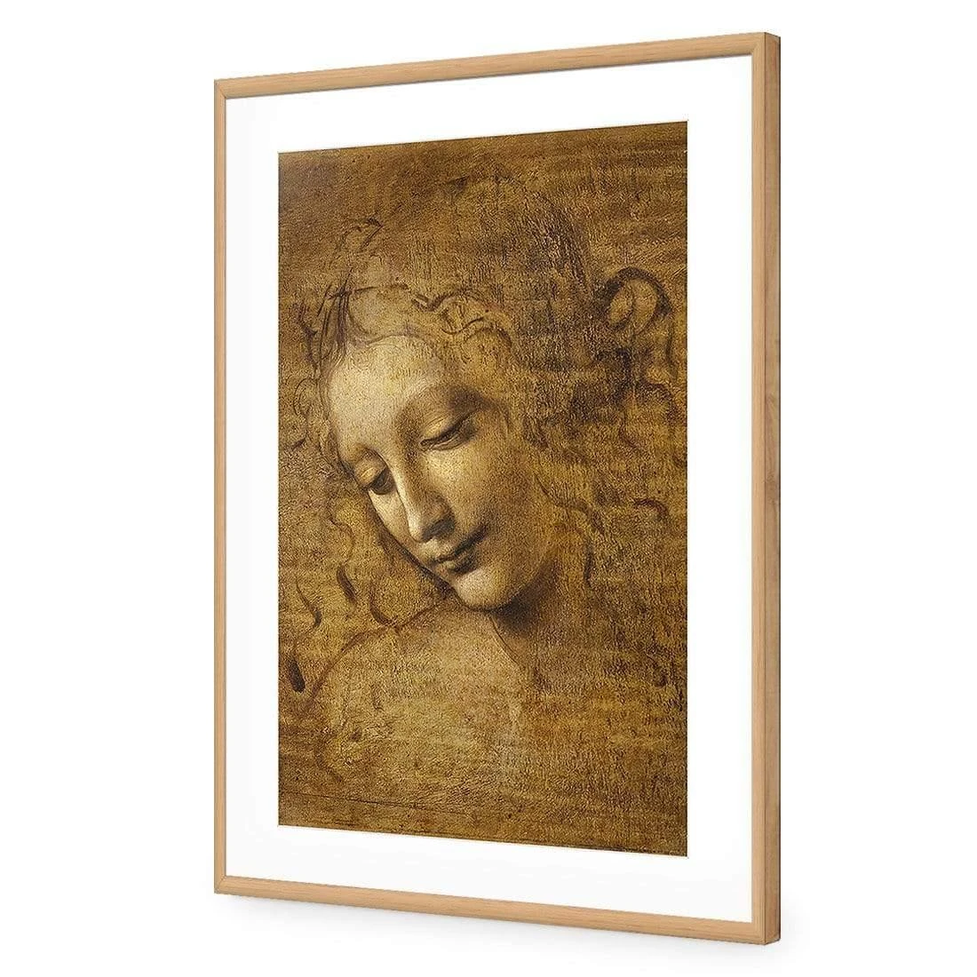 The Head of a Woman by Leonardo da Vinci The Head Of A Woman By Leonardo Da Vinci -WALL ART DESGIN SALE the head of a woman by leonardo da vinci acrylic glass with border oak frame 45x30cm 997776