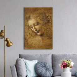 The Head Of A Woman By Leonardo Da Vinci 4 The Head Of A Woman By Leonardo Da Vinci -WALL ART DESGIN SALE the head of a woman by leonardo da vinci canvas stretched canvas 45x30cm 844415