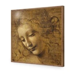 The Head Of A Woman By Leonardo Da Vinci (Square) -WALL ART DESGIN SALE the head of a woman by leonardo da vinci square acrylic glass no border natural frame 37x37cm 240118
