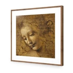 The Head Of A Woman By Leonardo Da Vinci (Square) -WALL ART DESGIN SALE the head of a woman by leonardo da vinci square acrylic glass with border natural frame 37x37cm 627697