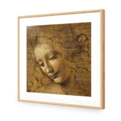 The Head Of A Woman By Leonardo Da Vinci (Square) -WALL ART DESGIN SALE the head of a woman by leonardo da vinci square acrylic glass with border oak frame 37x37cm 742386
