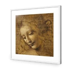The Head Of A Woman By Leonardo Da Vinci (Square) -WALL ART DESGIN SALE the head of a woman by leonardo da vinci square acrylic glass with border white frame 37x37cm 447737