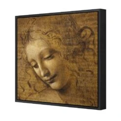 The Head Of A Woman By Leonardo Da Vinci (Square) -WALL ART DESGIN SALE the head of a woman by leonardo da vinci square canvas black floating frame 37x37cm 933840
